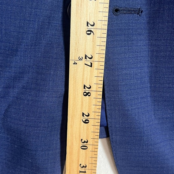 Cole Haan Grand.OS Wool Blend 52R Navy Plaid Sport Coat Men's Blazer - Picture 7 of 9